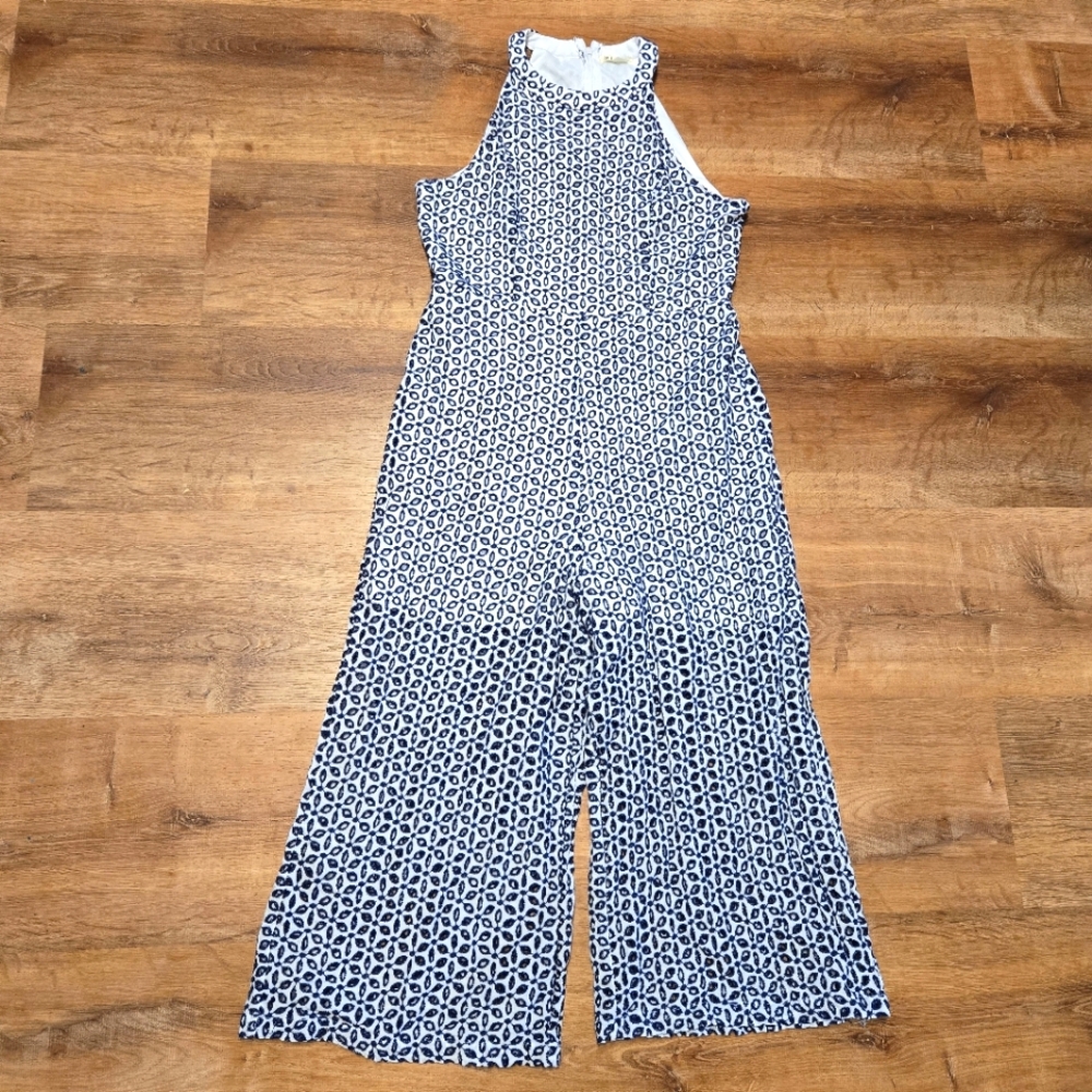 Miami Blue and White Patterned Jumpsuit